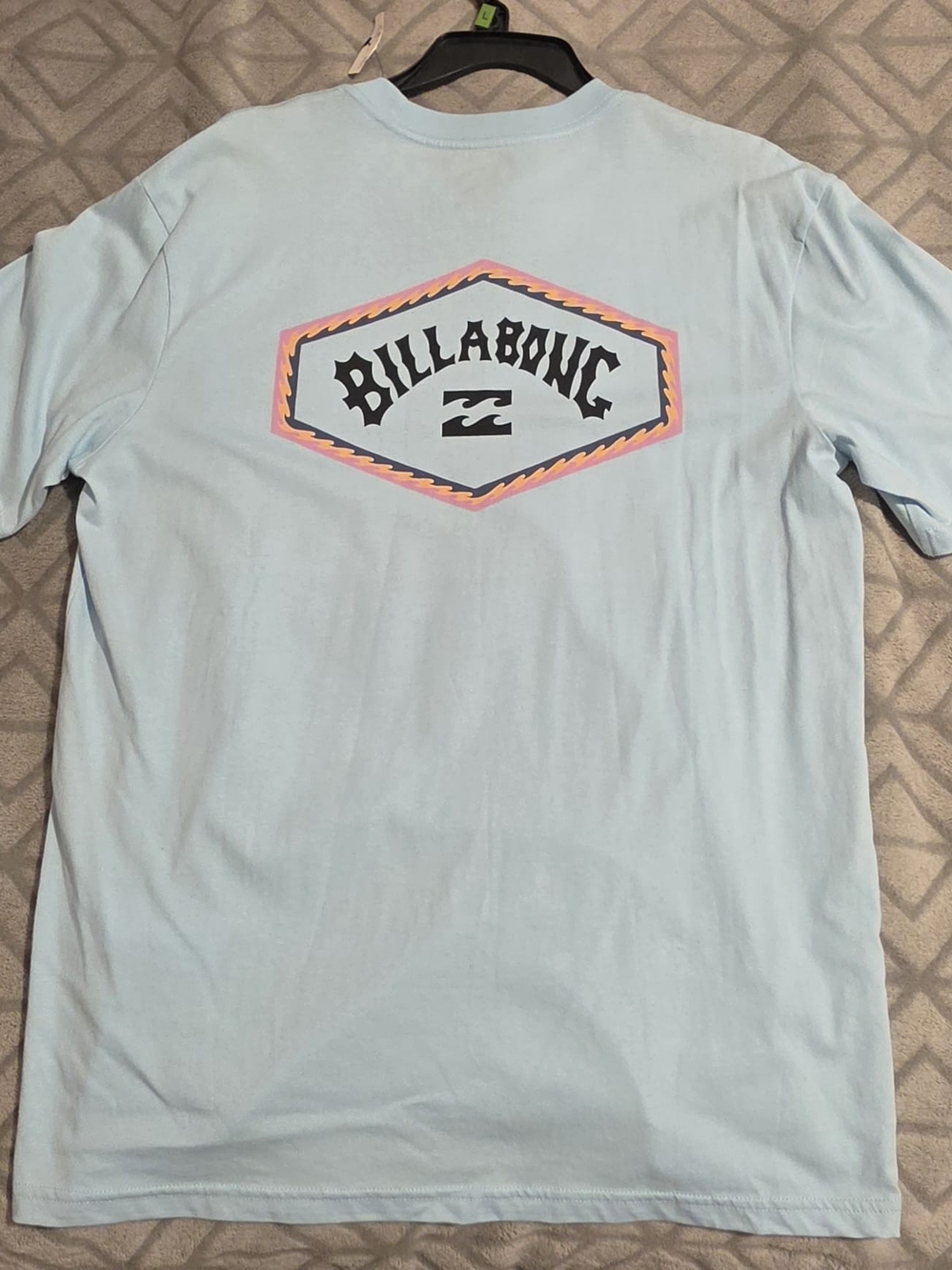Billabong Light Blue Short Sleeve Tee with Multicolor Hex Logo